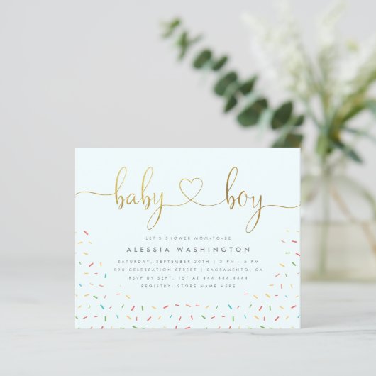 Budget Niedlich Confetti Sprinkle Gold Boy Baby Du (Stehend Vorderseite)