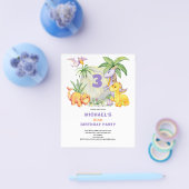 Budget Niedlich Dinosaurier 3. Geburtstag Einladun Flyer (Einzeln)