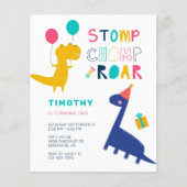 Budget Niedlich Dinosaurier Geburtstag Farbige Par (Vorderseite)