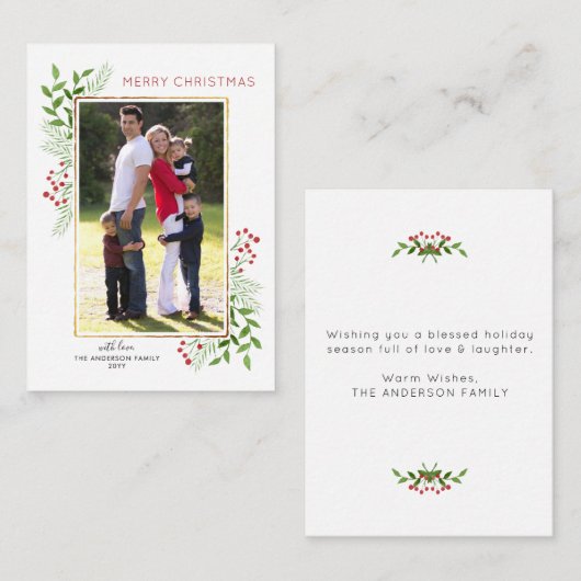 Budget Niedlich Frohe Weihnachten Berries Foto Url Mitteilungskarte (Vorne/Hinten)