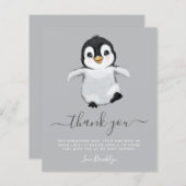 BUDGET Niedlich Pinguin Baby Dusche Danke Karte (Vorne/Hinten)