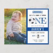 Budget Niedlich Soccer Foto 1. Geburtstag Einladun (Vorderseite)