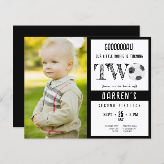 Budget Niedlich Soccer Foto Black 2. Geburtstag Ei (Vorne/Hinten)