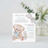 BUDGET Niedlich Teddy Bear Baby Dusche Einladung (Stehend Vorderseite)
