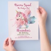 Budget Niedlich Unicorn Rainbow Birthday Party Flyer (Hand)