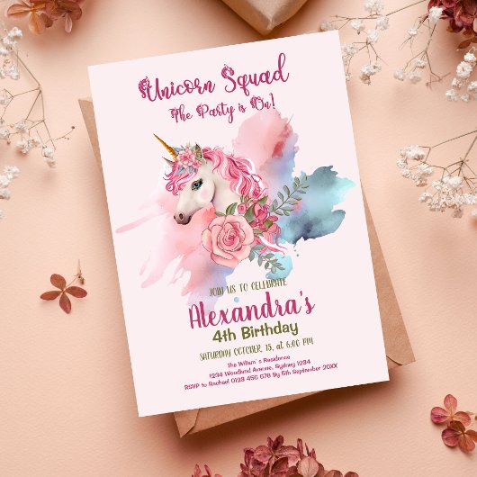 Budget Niedlich Unicorn Rainbow Birthday Party Flyer