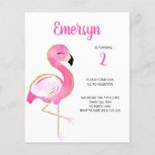 BUDGET Niedlich Watercolor Flamingo Pink Einladung (Vorderseite)