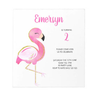 BUDGET Niedlich Watercolor Flamingo Pink Einladung Notizblock