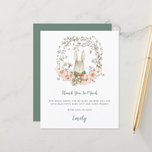 Budget Niedliche Bunny Sage Baby Dusche Danke (Vorderseite/Rückseite Beispiel)