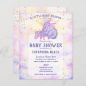 BUDGET Niedliche Lila Dragon Baby Dusche Einladung (Vorne/Hinten)