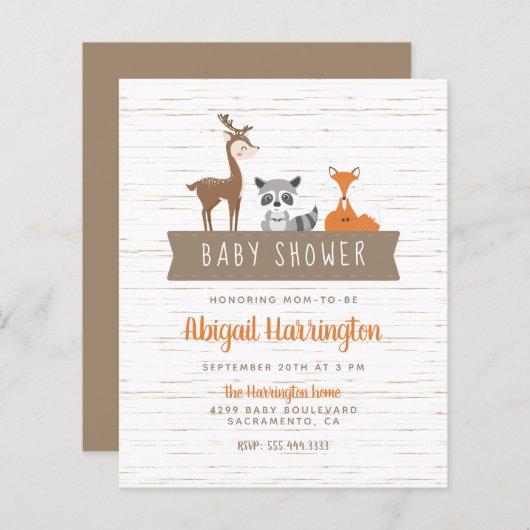 Budget Niedliche Waldtiere Banner Kinderdusche (Vorne/Hinten)