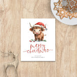 Budget Niedliche Weihnachtsmannmütze Hochland Kuh<br><div class="desc">Budget Niedliche Weihnachtsmannmütze Hochland Kuh Frohe Weihnachten. Der Preis für einen kleineren 4, 5 x 5, 6" Glanz beträgt 110lbs, ähnlich dick wie bei einer Postkarte. Es gibt EINS pro Blatt. Feierliche Köstlichkeit für Ihre Urlaubswünsche, mit diesem lustigen Design mit einer süßen Hochlandkuh in seiner Weihnachtsmannmütze. Frohe Weihnachten ist in...</div>