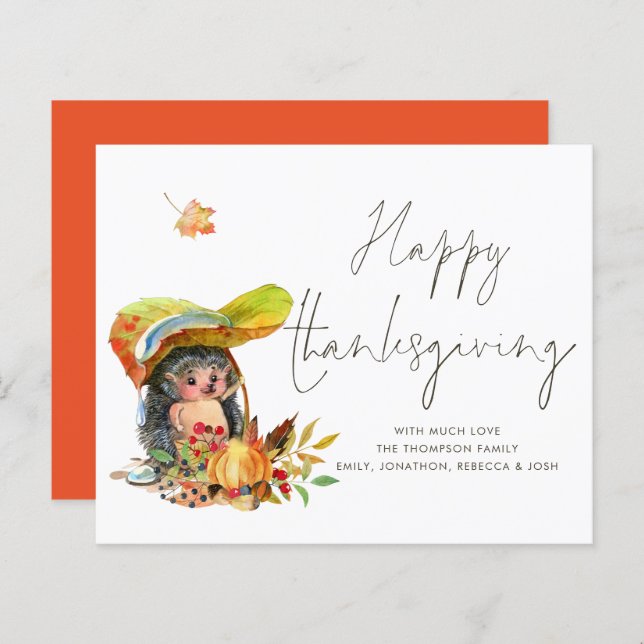 Budget Niedlicher Igel Script Happy Thanksgiving (Vorne/Hinten)