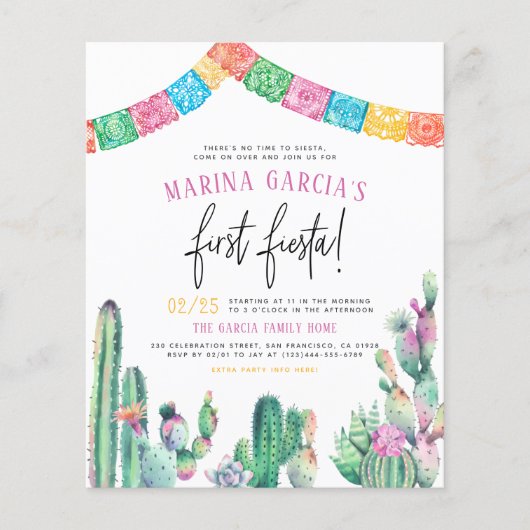 Budget No Siesta First Fiesta Girl Birthday Party (Vorderseite)