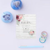 BUDGET Nuestra BODA Burgundy Pink Floral Wedding Flyer (Einzeln)