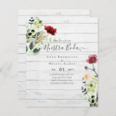 Budget Nuestra BODA Burgundy Wildblumen lädt ein (Vorne/Hinten)