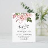 BUDGET Nuestra Boda Einladung - Rosa Rosen blush (Stehend Vorderseite)