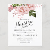 BUDGET Nuestra Boda Einladung - Rosa Rosen blush (Vorderseite)