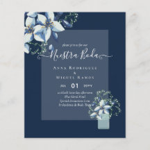 Budget Nuestra Boda Navy Blumen Einladungen