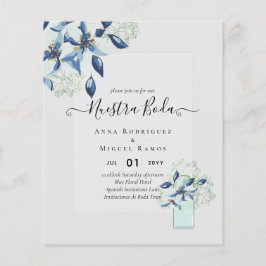 Budget Nuestra Boda Navy Blumen Einladungen Flyer
