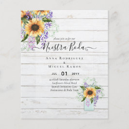Budget nuestra Boda Sunflowers Purple Flowers Invi Flyer