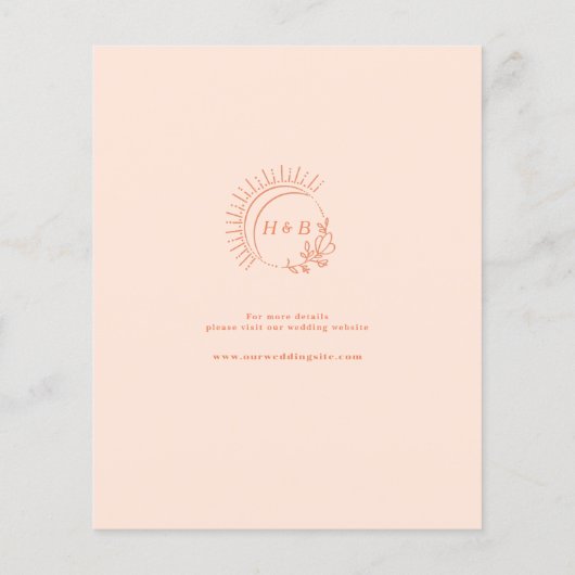 Budget nur Peachy Wedding speichern das Datum Flyer (Hinten)