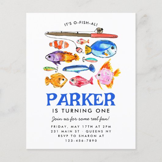 Budget O-Fish-al Reel Fun Gone Fishing Birthday (Vorderseite)