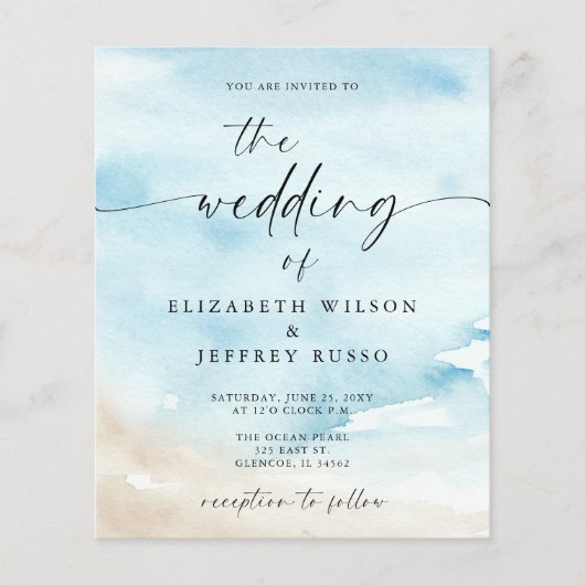 Budget Ocean Sea Summer Beach Einladung (Vorderseite)