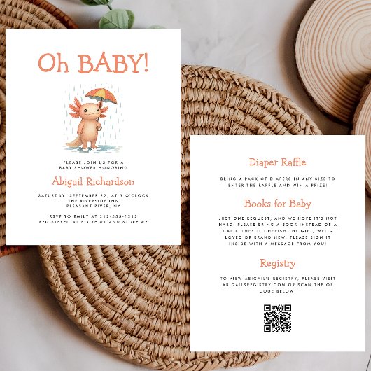 Budget Oh Baby Cute Axolotl QR Code Baby Shower