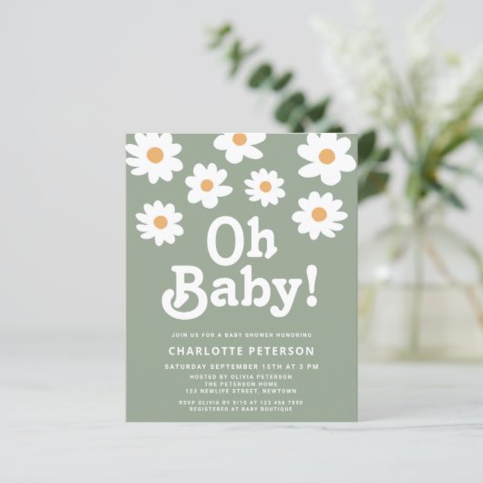 Budget Oh Baby Daisy Sage Green Baby Dusche (Stehend Vorderseite)