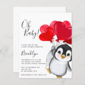 Budget Oh Baby Penguin Babydusche Einladung (Vorne/Hinten)