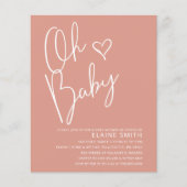 Budget Oh Baby Pink Babydusche Einladung (Vorderseite)