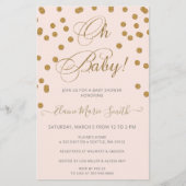 Budget Oh Baby Pink Gold Baby Dusche Einladung (Vorderseite)