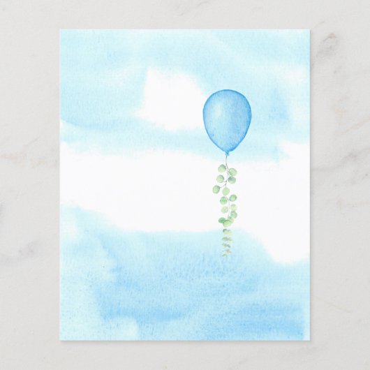 Budget Oh Boy Blue Balloon Baby Dusche Einladung (Rückseite)