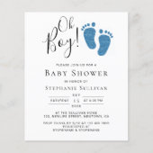 Budget Oh Boy Blue Feet Boy's Baby Shower Einladun (Vorderseite)