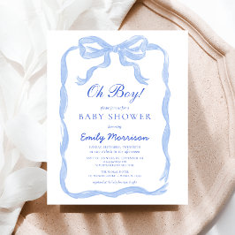 Budget Oh Boy Blue Ribbon Bow Baby Dusche Flyer