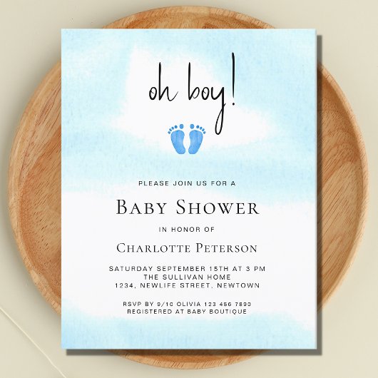 Budget Oh Boy Boy's Baby Shower Einladung