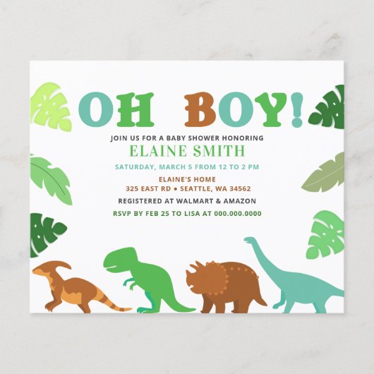 Budget Oh Boy Niedlich Dinosaur Kinderdusche Einla (Vorderseite)