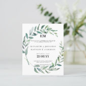 Budget Olive Blätter Typografie Wedding Einladunge (Stehend Vorderseite)
