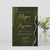 Budget Olive Green Agate Script Einladung (Stehend Vorderseite)