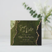 Budget Olive Green Agate Wedding Save the Date (Stehend Vorderseite)