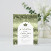 Budget Olive Green Glam Geo Arch Abschluss Einladu (Stehend Vorderseite)