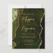Budget Olive Green Gold Agate Wedding Einladung (Vorderseite)