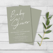 Budget Olive Sage Green Script Baby Dusche FLYER