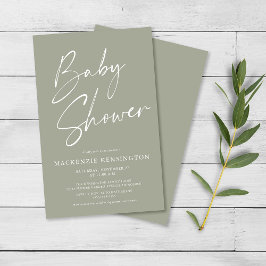 Budget Olive Sage Green Script Baby Dusche FLYER
