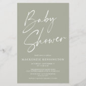 Budget Olive Sage Green Script Baby Dusche FLYER (Vorne)