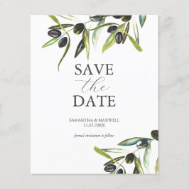 Budget Olive Sage Grüne Hochzeiten sparen Datum Flyer