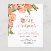Budget One Sweet Peach First Birthday Einladung (Vorderseite)
