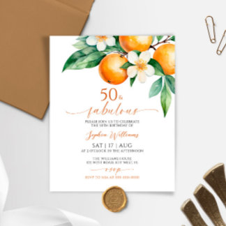Budget Orange 50 & Fabulous Birthday Einladung