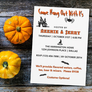 Budget Orange & Black Halloween-Party-Einladung Mitteilungskarte